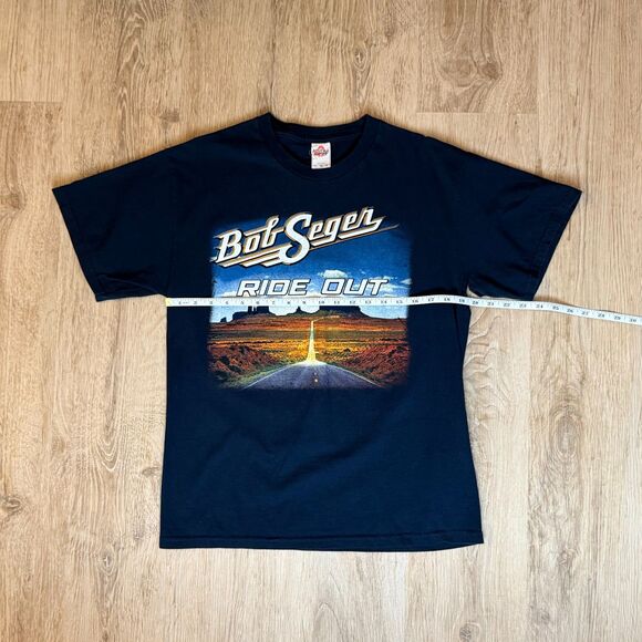 Bob Seger Ride Out Tour T-Shirt 2014 2015 Navy Blue Large Graphic Band Tee - Picture 4 of 6